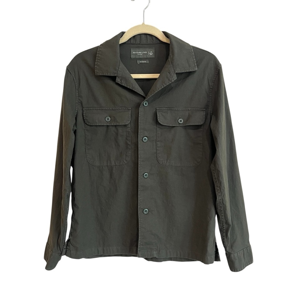 Abercrombie & Fitch Linen Blend Long Sleeve Button Down Shirt Olive Green XS - Picture 1 of 11